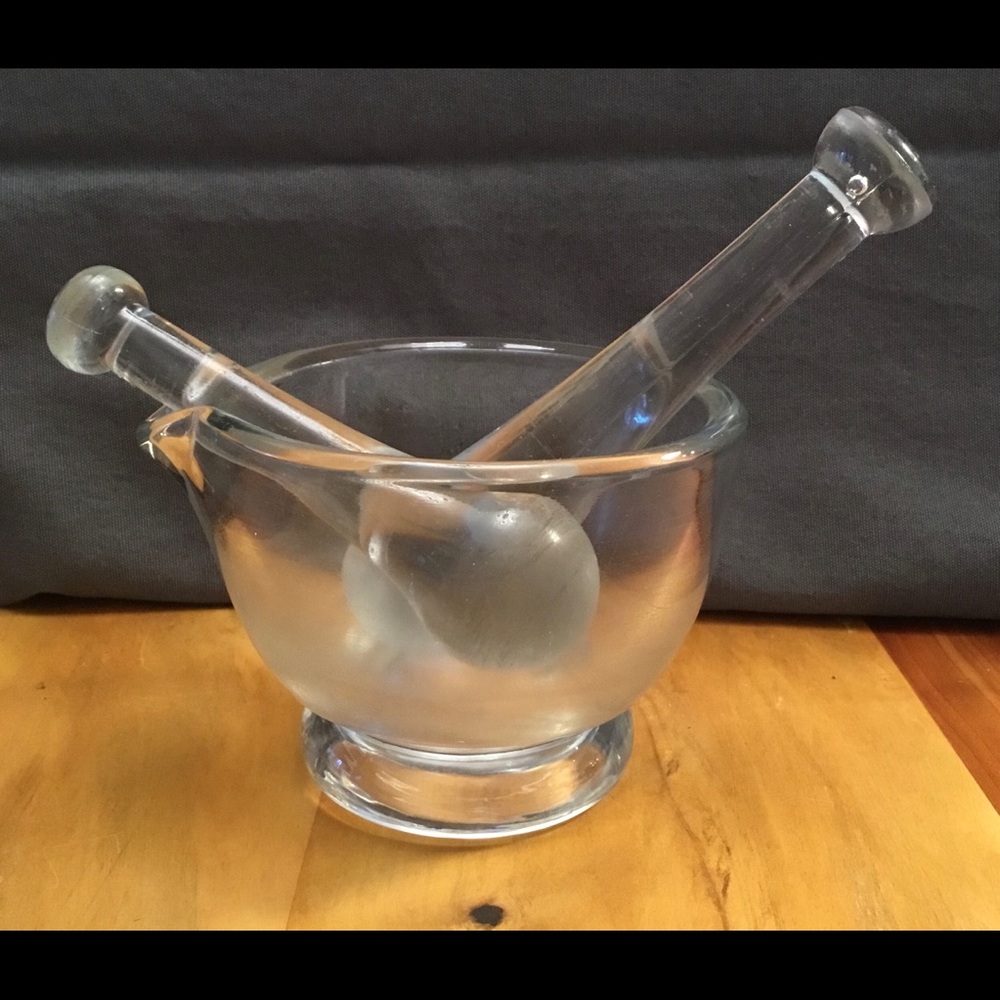 Vintage Glass Mortar and 2 Pestles